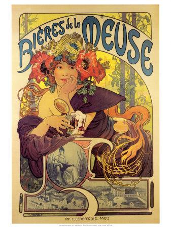 Bieres Of The Meuse By Alphonse Mucha AAM003 Art Print A4 A3 A2 A1